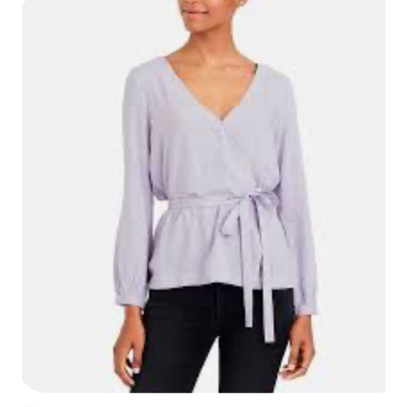 J. Crew Lavender Wrap Blouse Women’s Size 4 Long Sleeve V-Neck Tie Waist Top - Picture 5 of 6